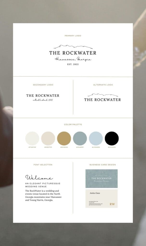 rockwater wedding venue brand identity example